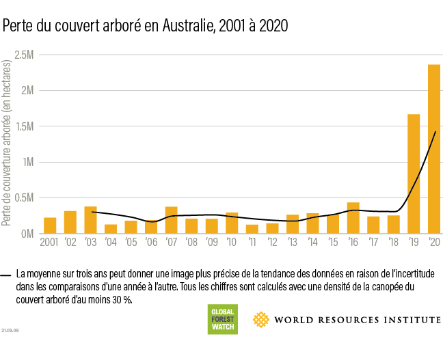 Australia 2020 tree cover loss data