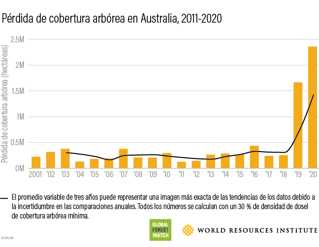 Australia 2020 tree cover loss data